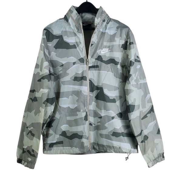 Nike Lightweight Camo Jacket Mens S Green White Zip Windbreaker Water Repellant - Picture 12 of 13